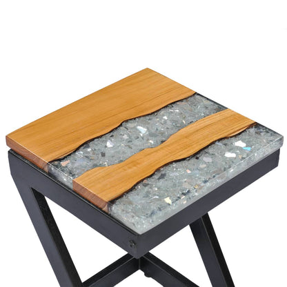 281649 vidaXL Coffee Table 30x30x50 cm Solid Teak Wood and Polyresin