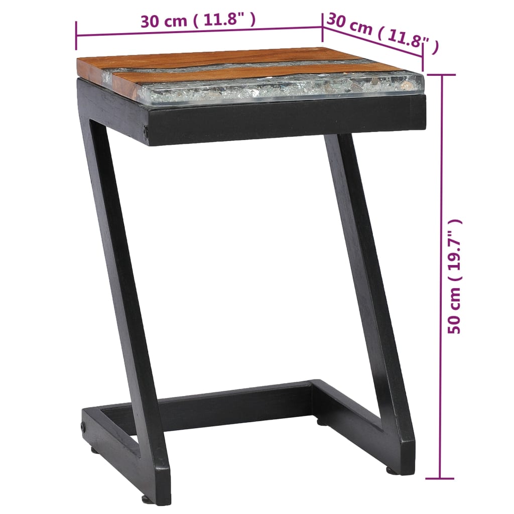 281649 vidaXL Coffee Table 30x30x50 cm Solid Teak Wood and Polyresin