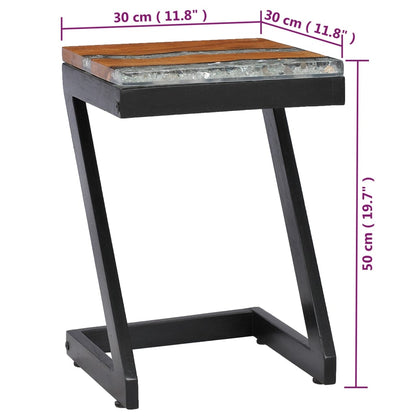 281649 vidaXL Coffee Table 30x30x50 cm Solid Teak Wood and Polyresin