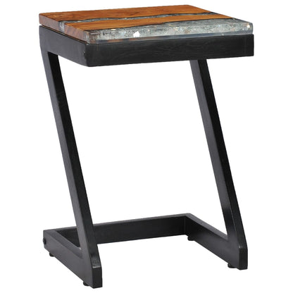 281649 vidaXL Coffee Table 30x30x50 cm Solid Teak Wood and Polyresin