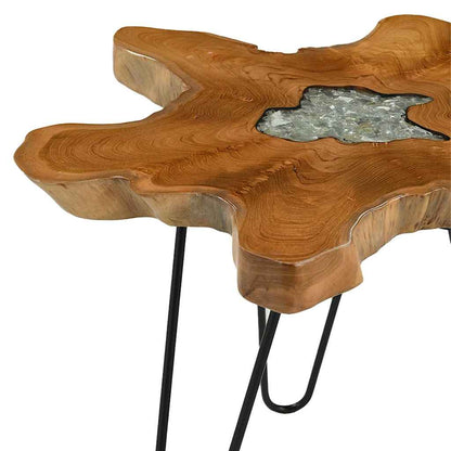 281651 vidaXL Coffee Table 70x45 cm Solid Teak Wood and Polyresin