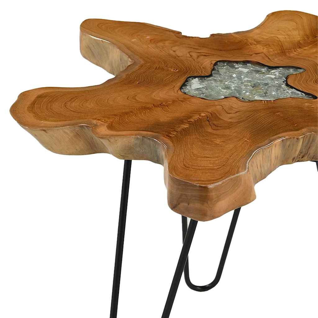 vidaXL Coffee Table 70x45 cm Solid Teak Wood and Polyresin