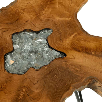 281651 vidaXL Coffee Table 70x45 cm Solid Teak Wood and Polyresin