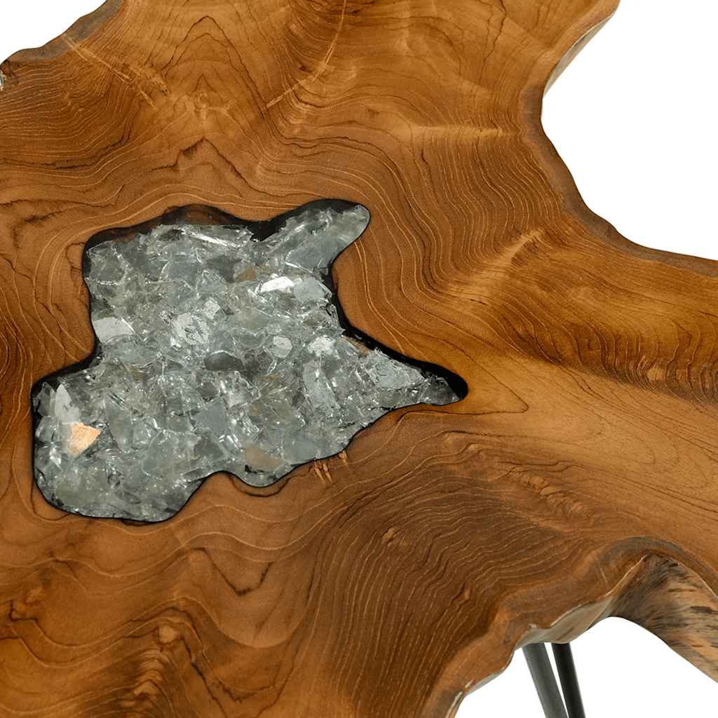 vidaXL Coffee Table 70x45 cm Solid Teak Wood and Polyresin