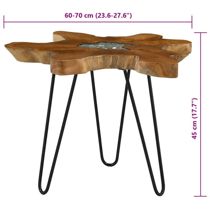281651 vidaXL Coffee Table 70x45 cm Solid Teak Wood and Polyresin