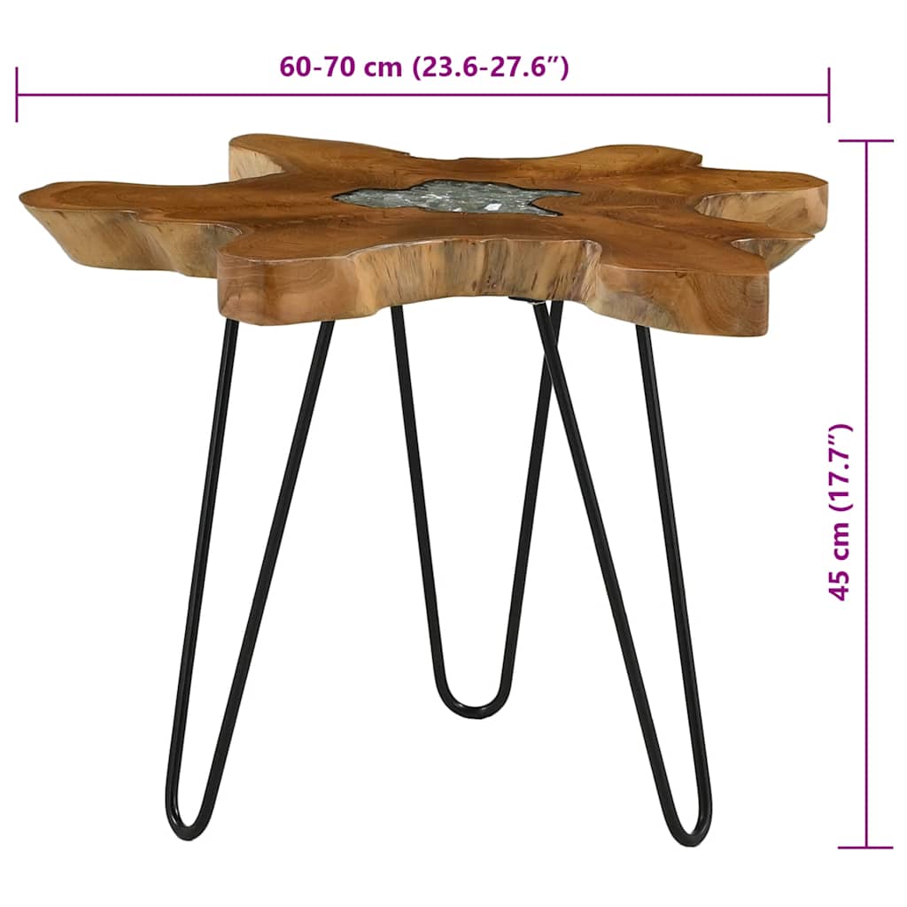 vidaXL Coffee Table 70x45 cm Solid Teak Wood and Polyresin