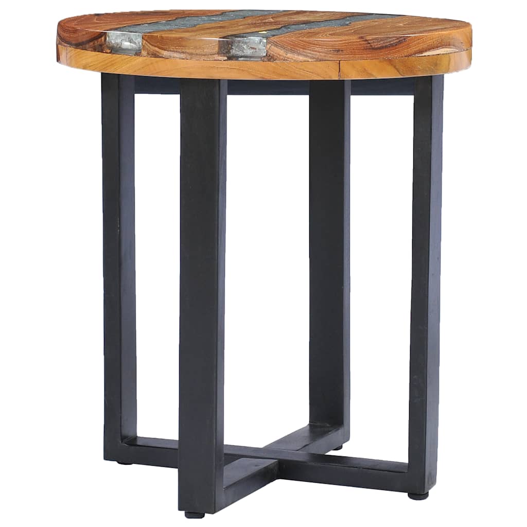 vidaXL Coffee Table 40x45 cm Solid Teak Wood and Polyresin