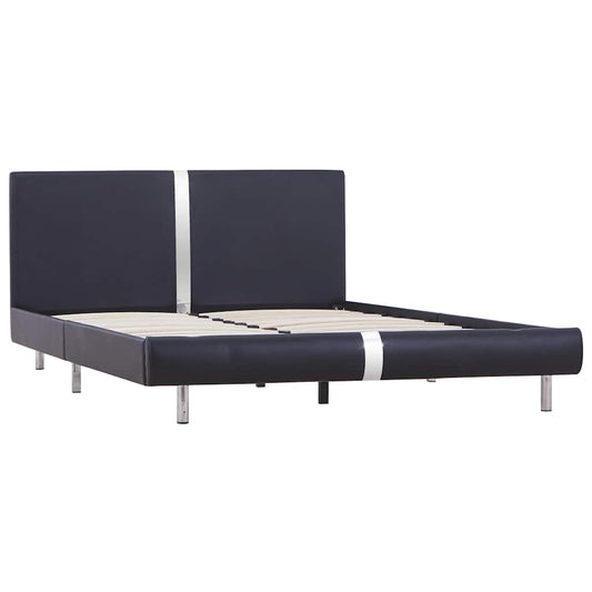 vidaXL Bed Frame without Mattress Black Faux Leather 135x190 cm Double