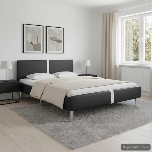 vidaXL Bed Frame without Mattress Black Faux Leather 135x190 cm