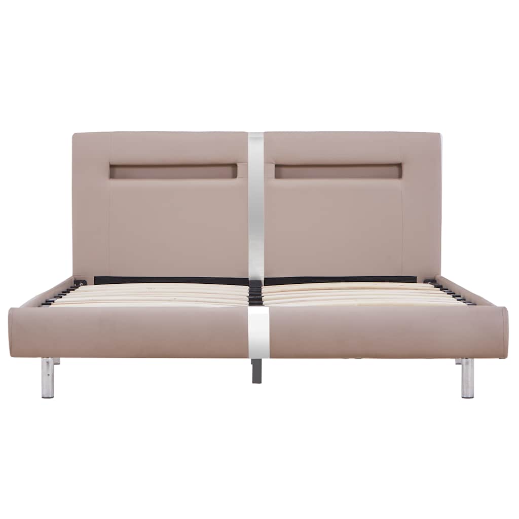 vidaXL Bed Frame with LED without Mattress Cappuccino 135x190 cm Double