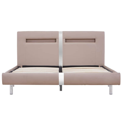 vidaXL Bed Frame with LED without Mattress Cappuccino 135x190 cm Double
