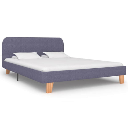 vidaXL Bed Frame | Light Grey | Iron, Solid Wood, MDF, Polyester | Double