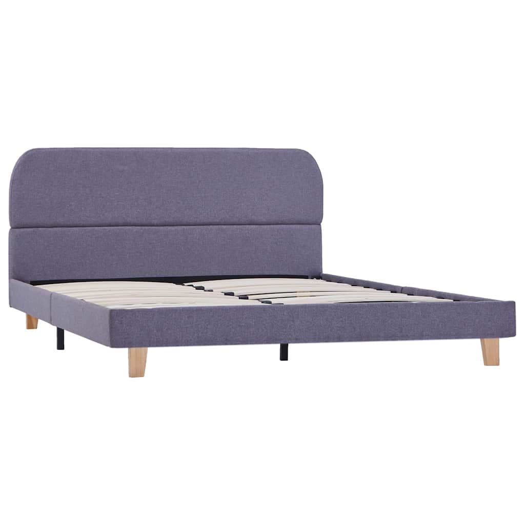 vidaXL Bed Frame | Light Grey | Iron, Solid Wood, MDF, Polyester | Double