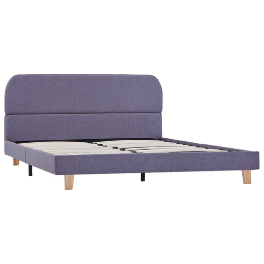 vidaXL Bed Frame | Light Grey | Iron, Solid Wood, MDF, Polyester | Double