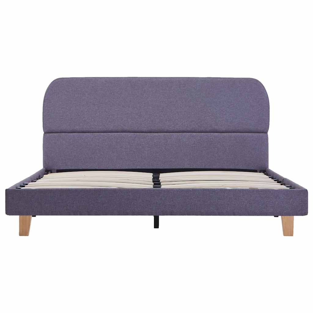 vidaXL Bed Frame | Light Grey | Iron, Solid Wood, MDF, Polyester | Double