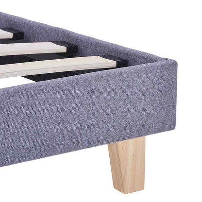 vidaXL Bed Frame | Light Grey | Iron, Solid Wood, MDF, Polyester | Double