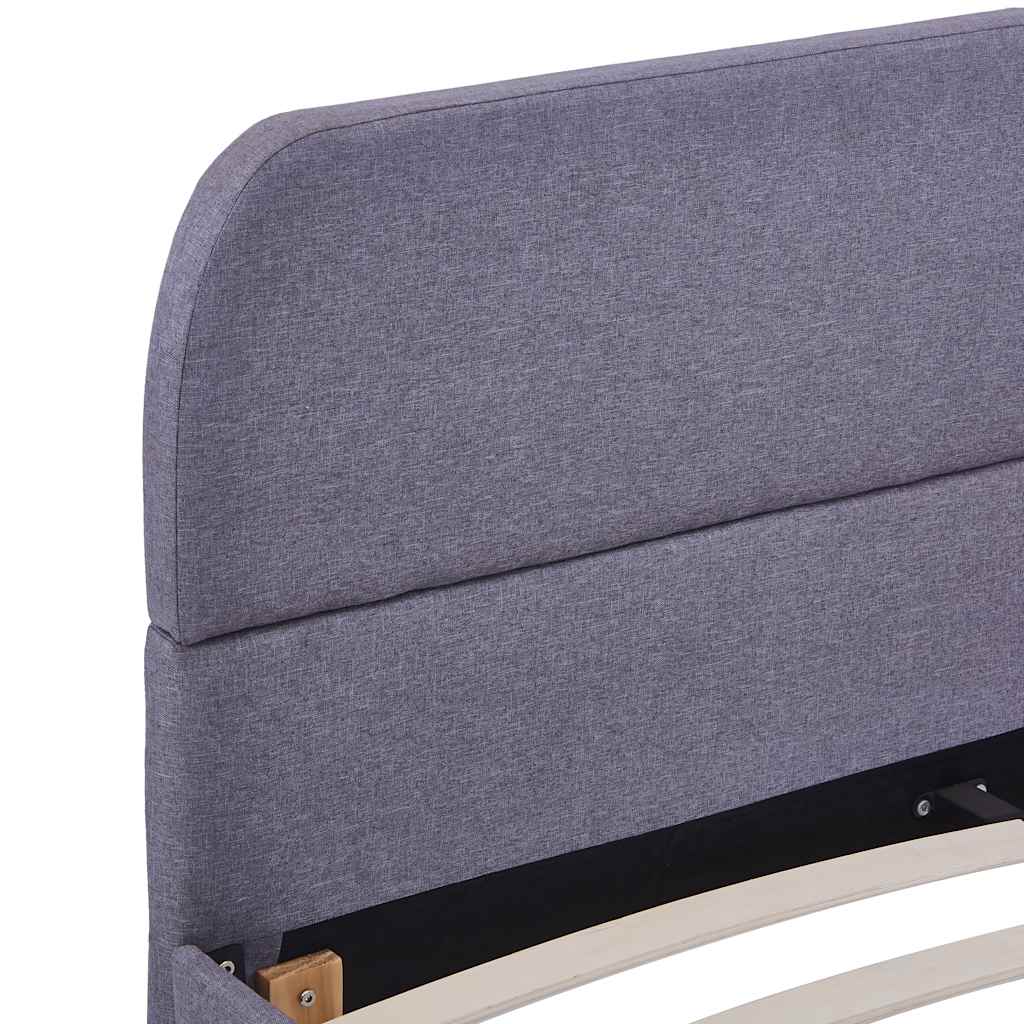 vidaXL Bed Frame | Light Grey | Iron, Solid Wood, MDF, Polyester | Double