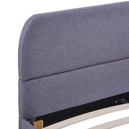 vidaXL Bed Frame | Light Grey | Iron, Solid Wood, MDF, Polyester | Double