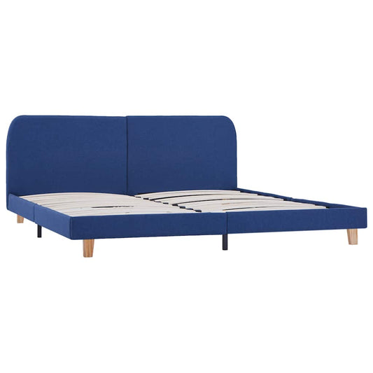 vidaXL Bed Frame without Mattress Blue Fabric 150x200 cm King Size
