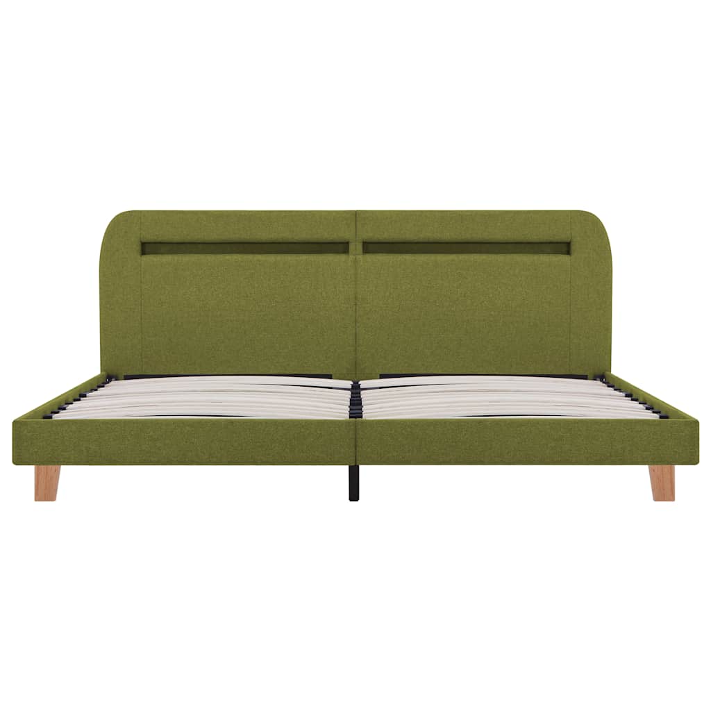 vidaXL Bed Frame with LED without Mattress Green Fabric 150x200 cm King Size