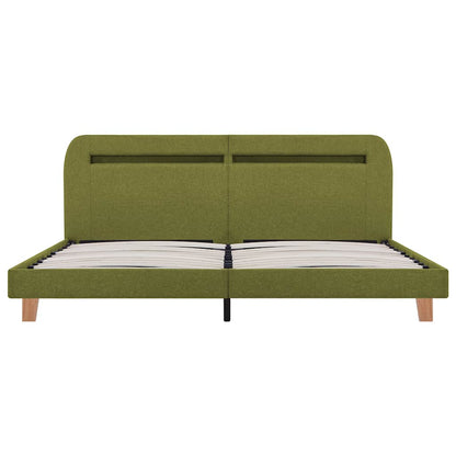 vidaXL Bed Frame with LED without Mattress Green Fabric 150x200 cm King Size