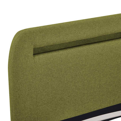 vidaXL Bed Frame with LED without Mattress Green Fabric 150x200 cm King Size