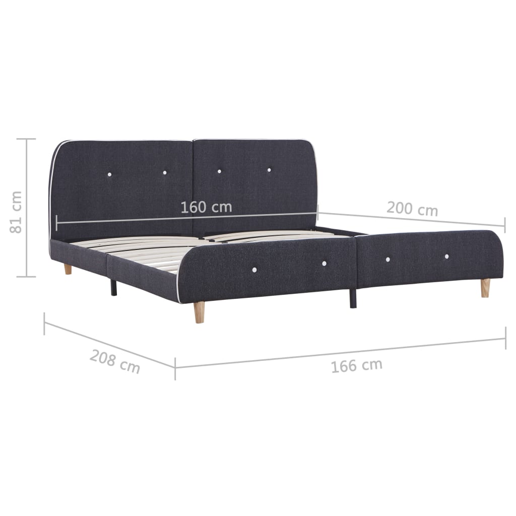 vidaXL Bed Frame without Mattress Dark Grey Fabric 150x200 cm King Size