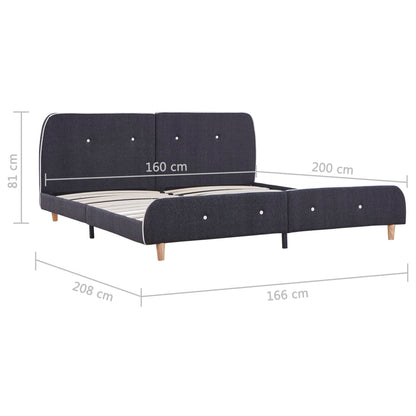 vidaXL Bed Frame without Mattress Dark Grey Fabric 150x200 cm King Size