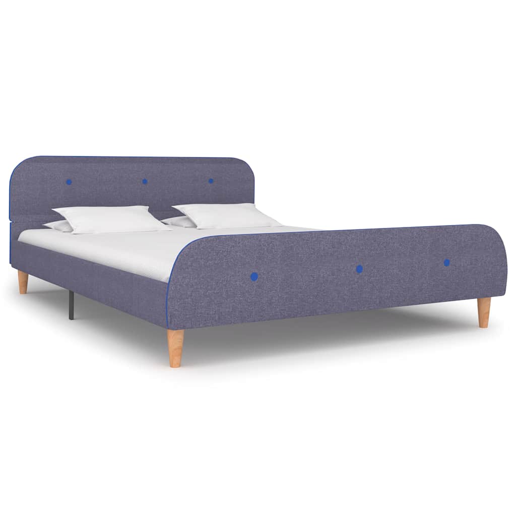 vidaXL Bed Frame | Light Grey | Iron frame, solid wood legs, polyester fabric
