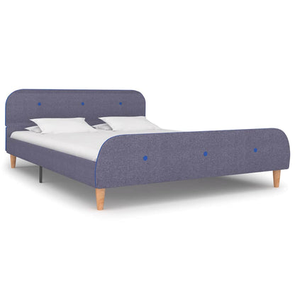 vidaXL Bed Frame | Light Grey | Iron frame, solid wood legs, polyester fabric