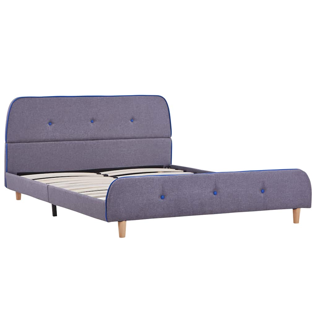 vidaXL Bed Frame | Light Grey | Iron frame, solid wood legs, polyester fabric
