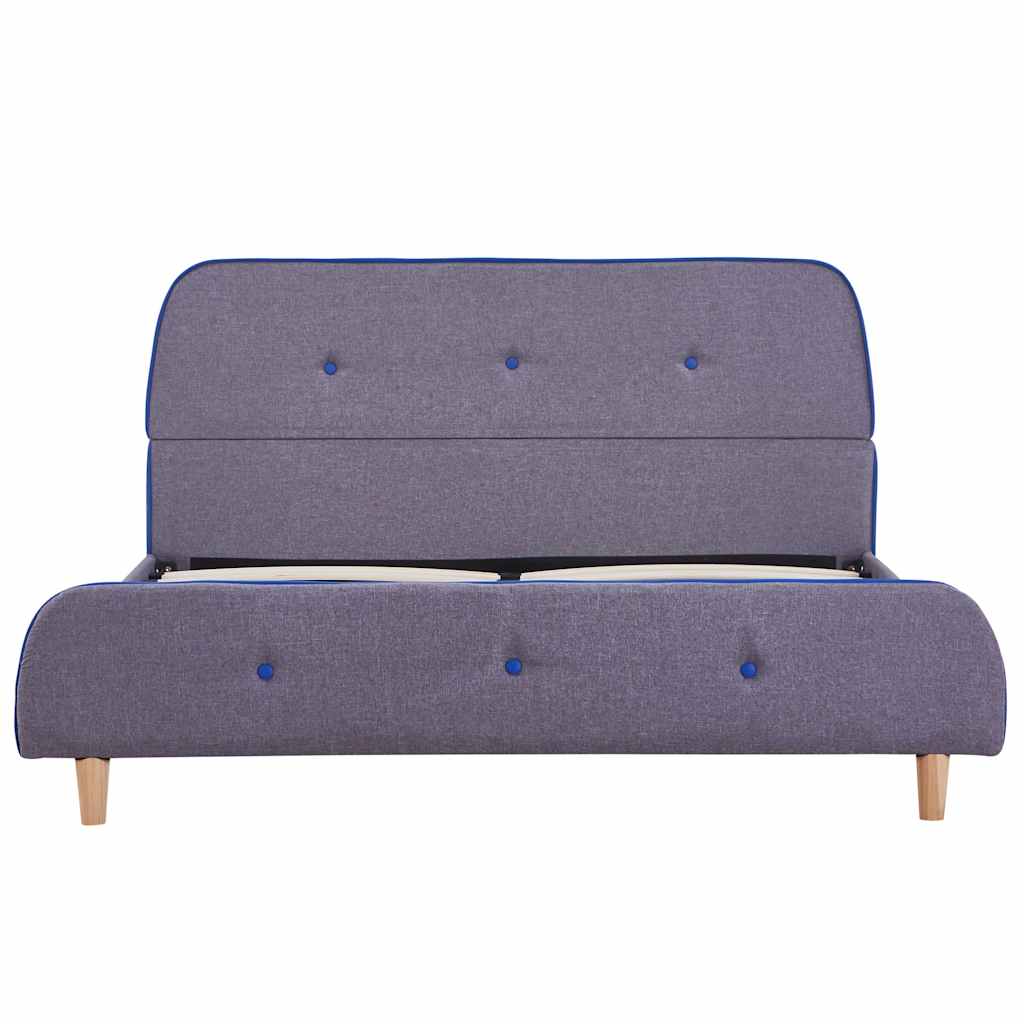 vidaXL Bed Frame | Light Grey | Iron frame, solid wood legs, polyester fabric