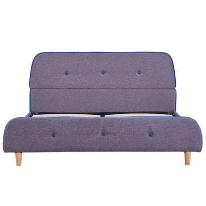 vidaXL Bed Frame | Light Grey | Iron frame, solid wood legs, polyester fabric