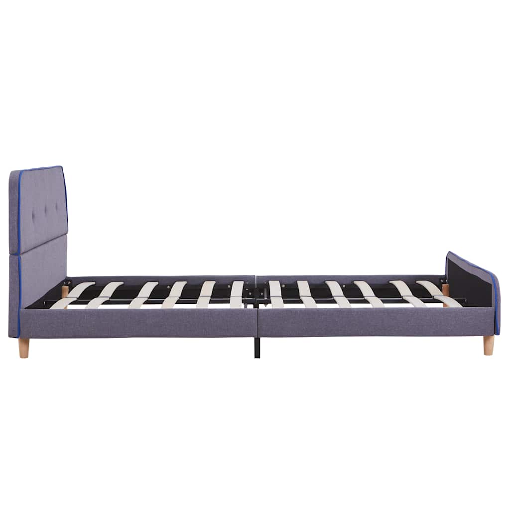 vidaXL Bed Frame | Light Grey | Iron frame, solid wood legs, polyester fabric