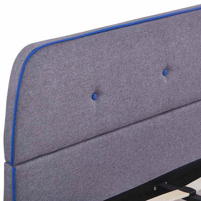 vidaXL Bed Frame | Light Grey | Iron frame, solid wood legs, polyester fabric
