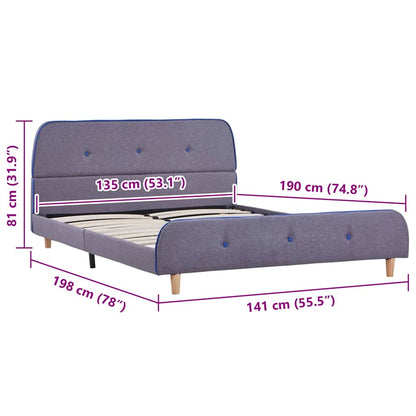 vidaXL Bed Frame | Light Grey | Iron frame, solid wood legs, polyester fabric