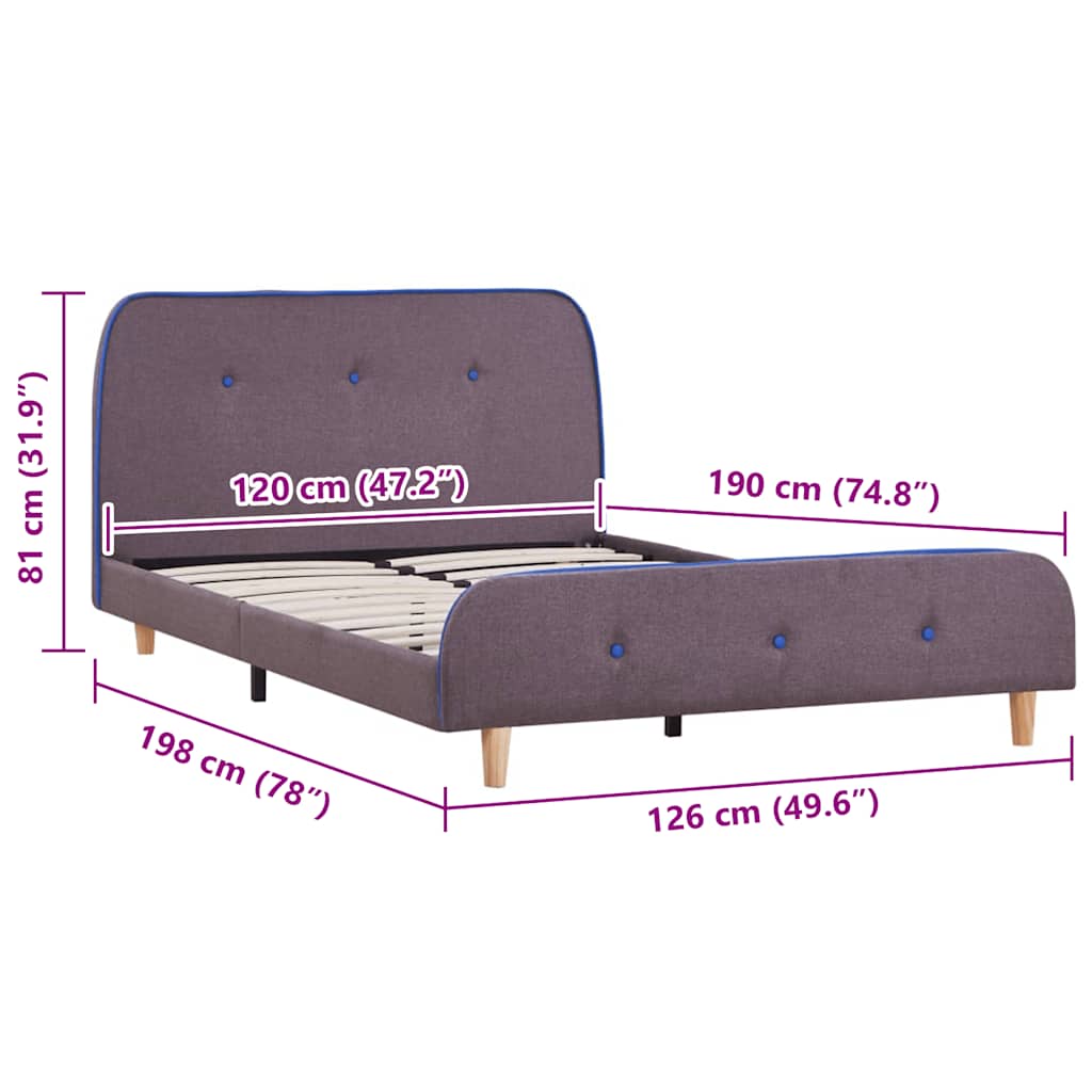 vidaXL Bed Frame | Taupe | Iron, Wood, Fabric | Small Double | Durable