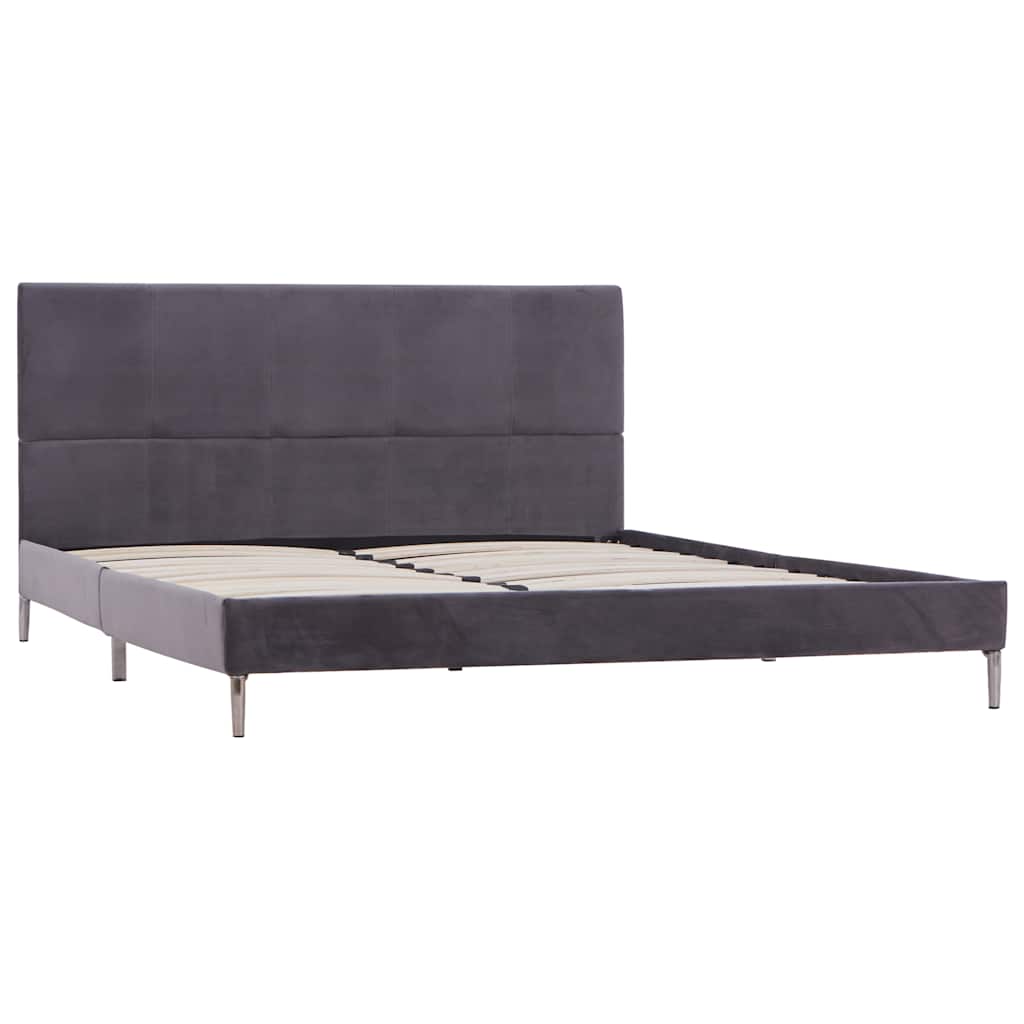 vidaXL Bed Frame | Grey | Polyester, Iron, Wood | Double | Durable | Bed Frame