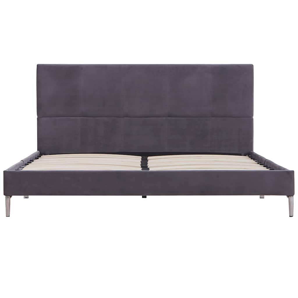vidaXL Bed Frame | Grey | Polyester, Iron, Wood | Double | Durable | Bed Frame