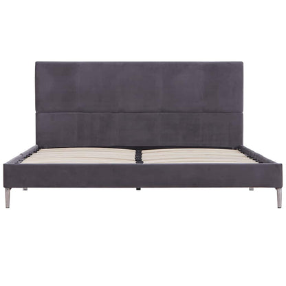 vidaXL Bed Frame | Grey | Polyester, Iron, Wood | Double | Durable | Bed Frame