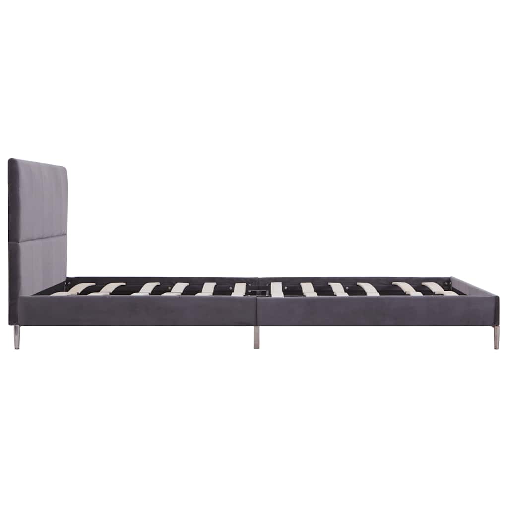 vidaXL Bed Frame | Grey | Polyester, Iron, Wood | Double | Durable | Bed Frame
