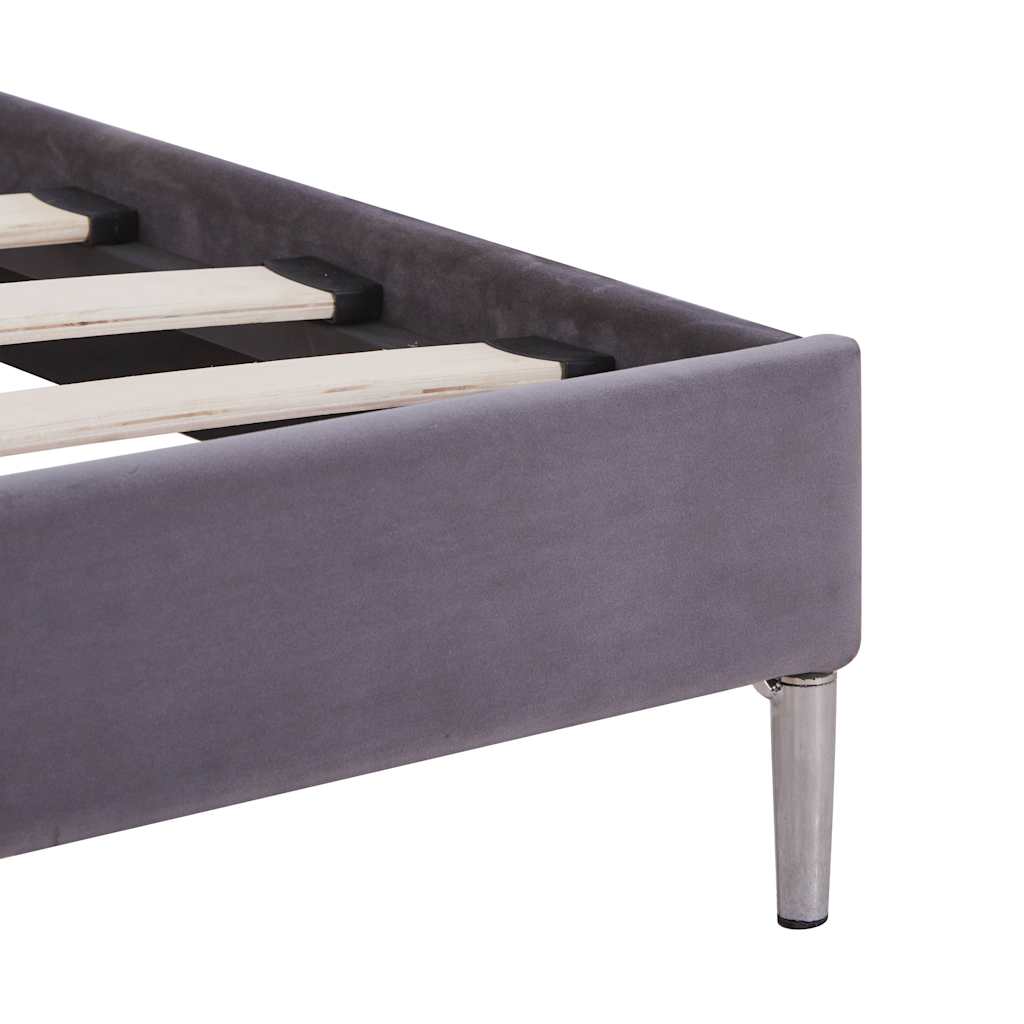 vidaXL Bed Frame | Grey | Polyester, Iron, Wood | Double | Durable | Bed Frame