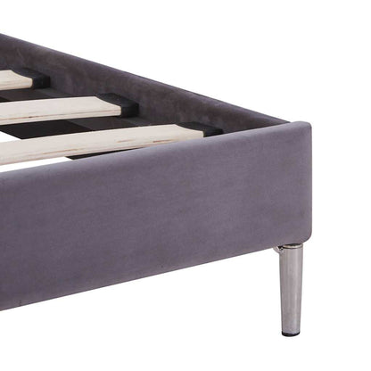 vidaXL Bed Frame | Grey | Polyester, Iron, Wood | Double | Durable | Bed Frame