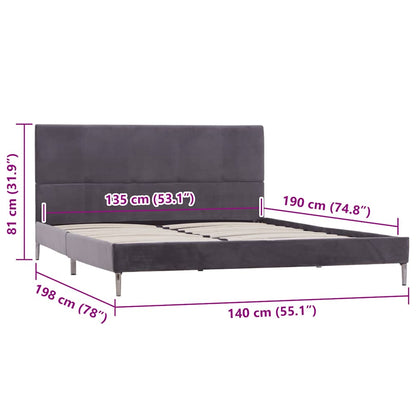 vidaXL Bed Frame | Grey | Polyester, Iron, Wood | Double | Durable | Bed Frame
