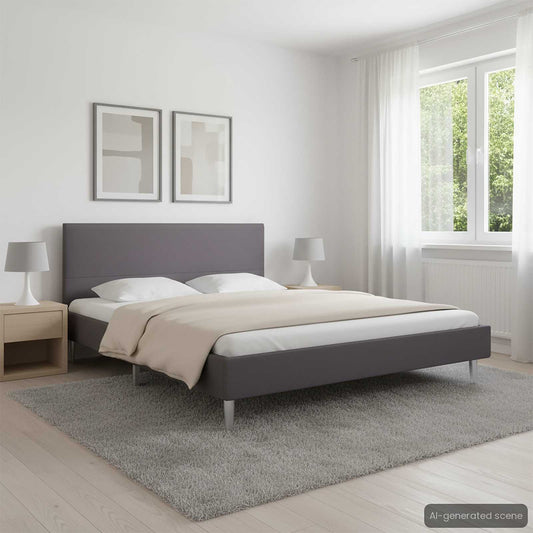 vidaXL Bed Frame without Mattress Grey Fabric 135x190 cm