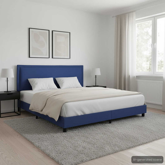 vidaXL Bed Frame without Mattress Blue Fabric 150x200 cm King Size