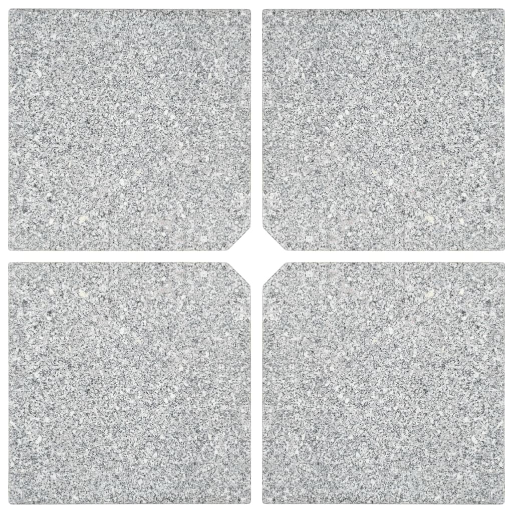 vidaXL Umbrella Weight Plates 4 pcs Grey Granite Square 100 kg