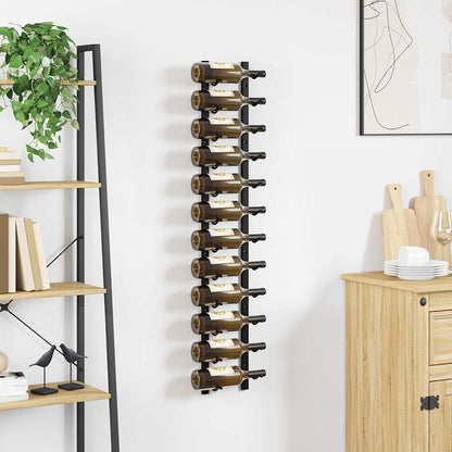 vidaXL Wall Mounted Wine Rack for 12 Bottles Black Iron
