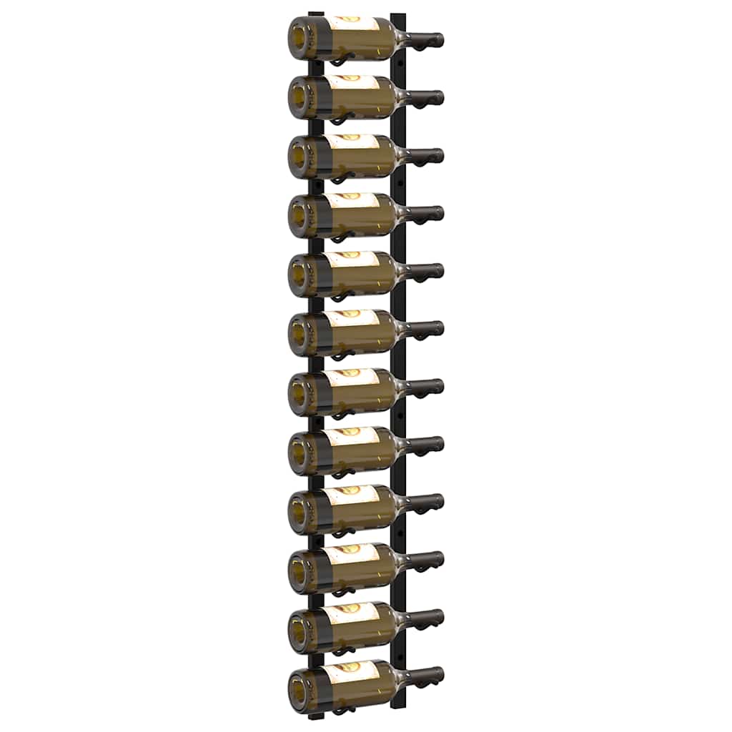 vidaXL Wall Mounted Wine Rack for 12 Bottles Black Iron