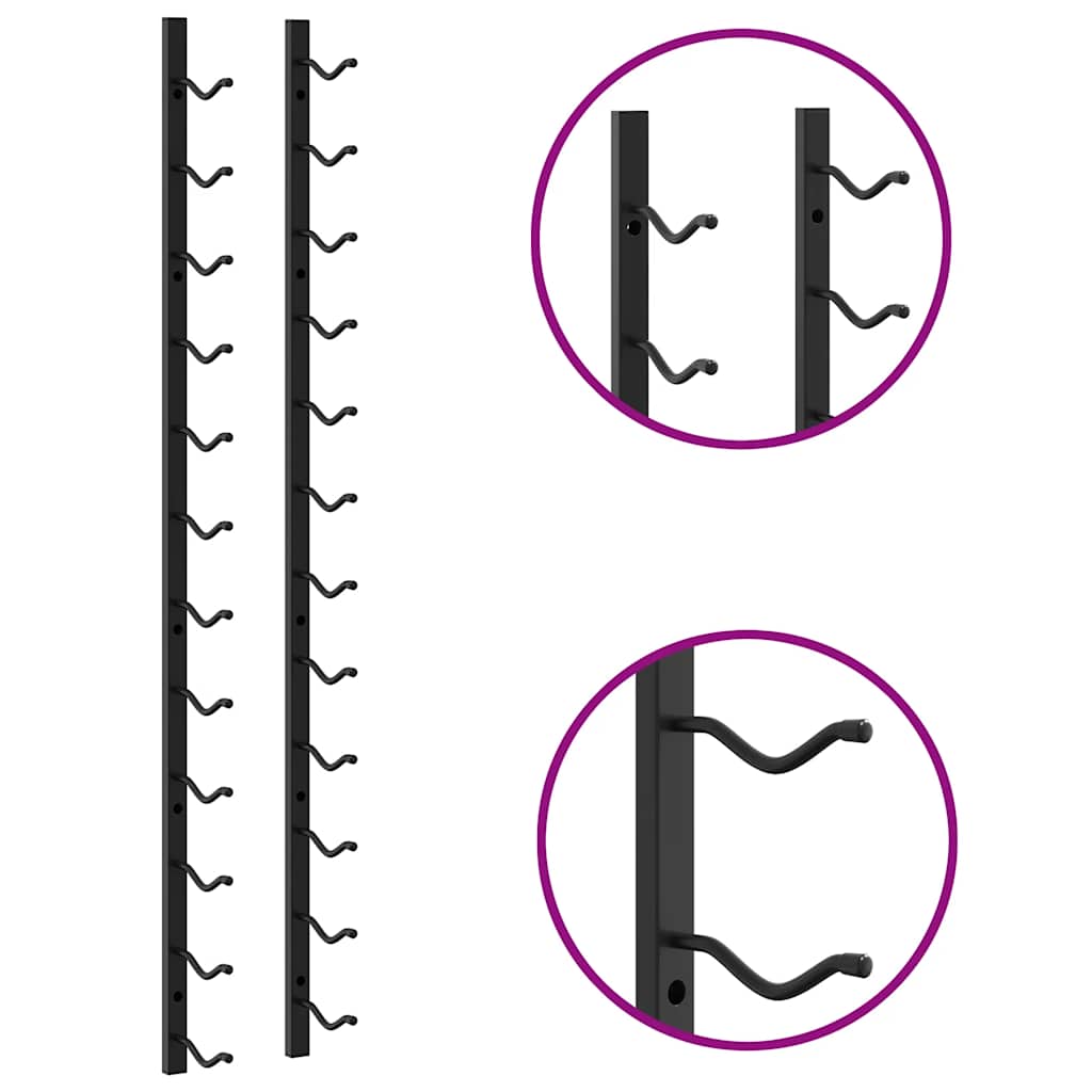 vidaXL Wall Mounted Wine Rack for 12 Bottles Black Iron